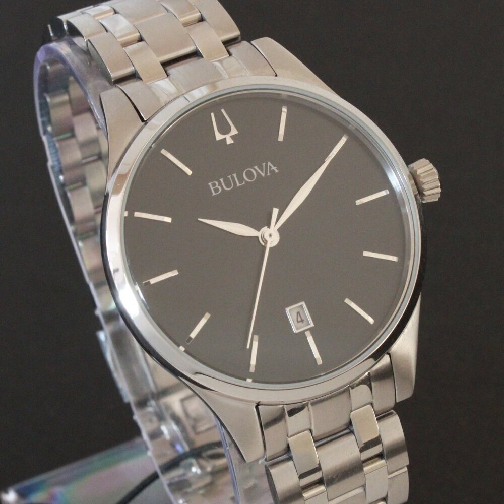 Bulova Ladies Classic Quartz Watch Black Dial Stainless Case Bracelet 36mm - Picture 5 of 11